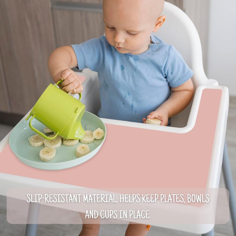 Mintlyfe High Chair Placemat for IKEA Antilop Baby High Chair, 2 Packs Stain Resistant Non-Slip Toddler Silicone High Chair Place Mats Eating Table Mat (Blush/Gray) - Image 5